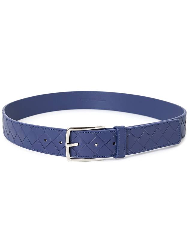 Intrecciato Leather Belt Blue - BOTTEGA VENETA - BALAAN 3