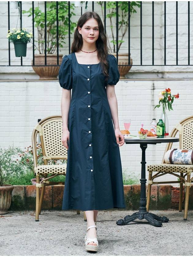 Puff Half Sleeve Long Dress Navy - METAPHER - BALAAN 4