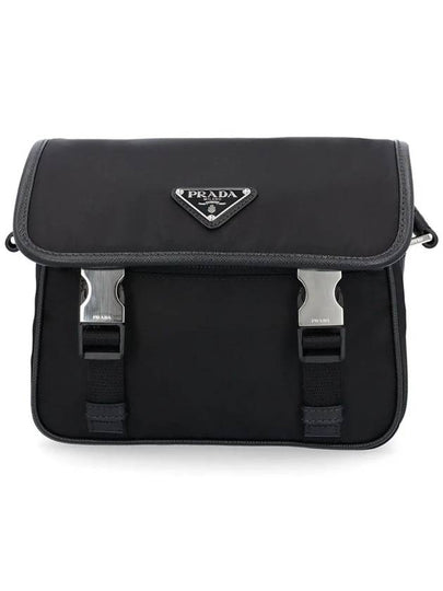 Triangle Logo Re-Nylon Saffiano Leather Cross Bag Black - PRADA - BALAAN 2