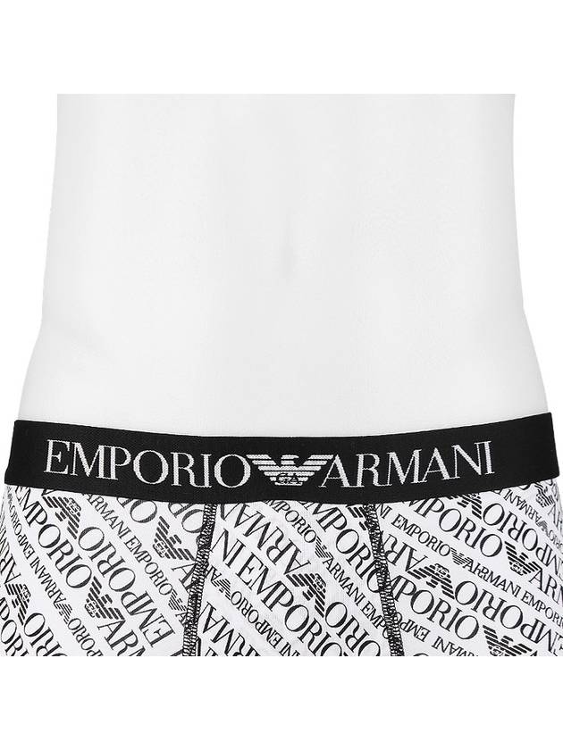 All Over Logo Elastic Band Cotton Trunk Briefs White - EMPORIO ARMANI - 6