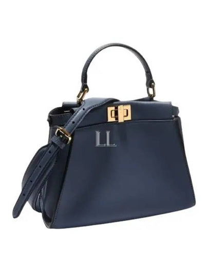 Peekaboo Small Leather Tote Bag Blue - FENDI - BALAAN 2