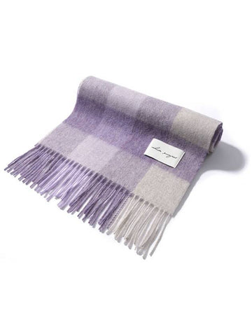 Pattern Virgin Wool Muffler Purple - WHITE PROJECT - BALAAN 1