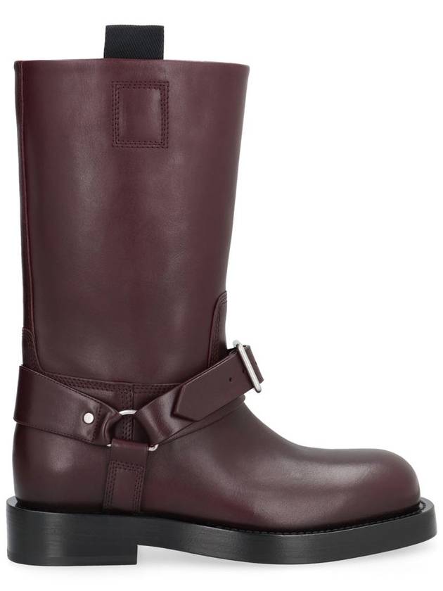 Saddle Leather Middle Boots Aubergine - BURBERRY - BALAAN 2