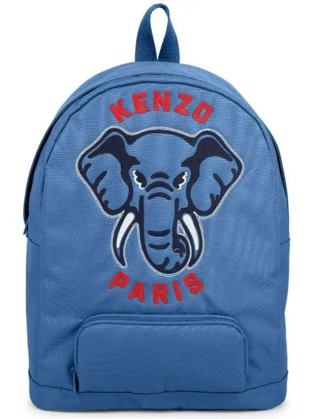 Kids Rucksack Embroidery Logo Backpack Blue - KENZO - BALAAN 7