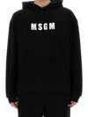 Logo Print Cotton Hoodie Black - MSGM - BALAAN 2