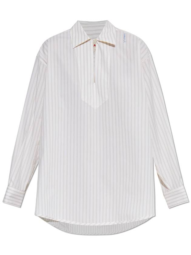 Marni Oversize Top With Striped Pattern, Women's, White - MARNI - BALAAN 1