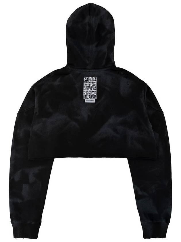 Crop Damaged Hoodie Black - PEOPLE OF THE WORLD - BALAAN 3