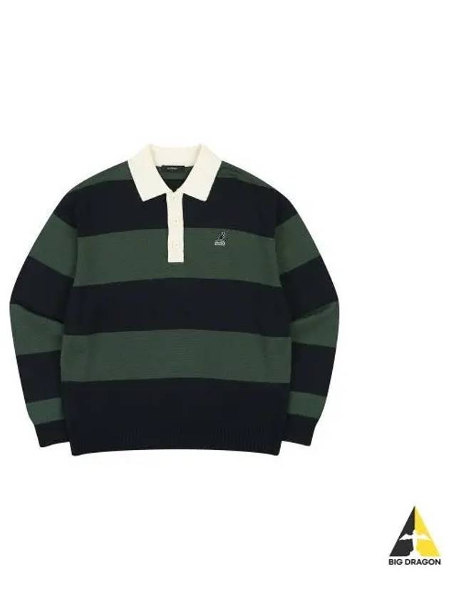 Striped polo neck sweater 1867 navy - KANGOL - BALAAN 1