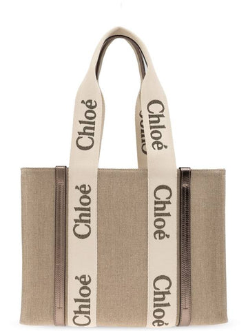 Chloé Bag Woody Medium Type Shopper, Women's, Grey - CHLOE - BALAAN 1