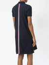 Classic Cotton Pique Center Back Stripe A-Line Short Sleeve Polo Short Dress Navy - THOM BROWNE - BALAAN 4