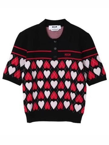 Intarsia short sleeve polo knit collar - MSGM - BALAAN 1