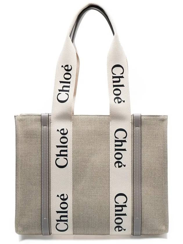 Woody Canvas Medium Tote Bag Grey - CHLOE - BALAAN 3