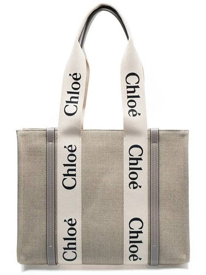 Woody Canvas Medium Tote Bag Grey - CHLOE - BALAAN 2