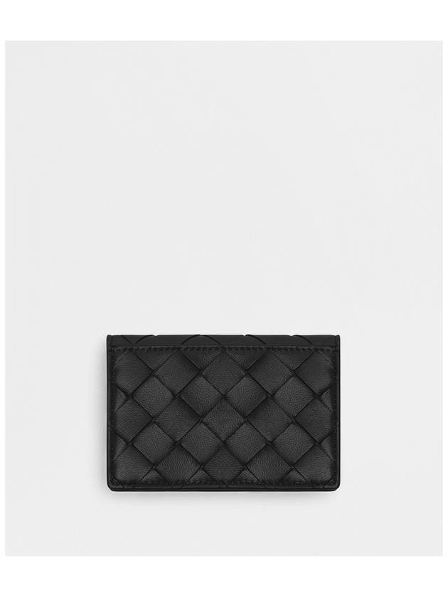 Intrecciato Flap Business Card Wallet Black - BOTTEGA VENETA - BALAAN 3