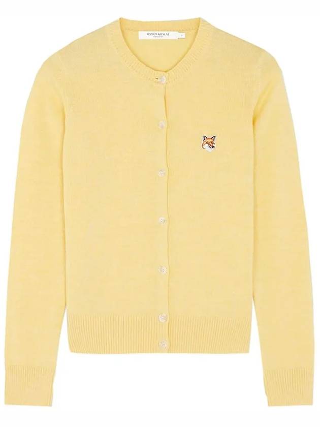 Fox Head Patch Adjusted Round Neck Cardigan Yellow - MAISON KITSUNE - BALAAN 3