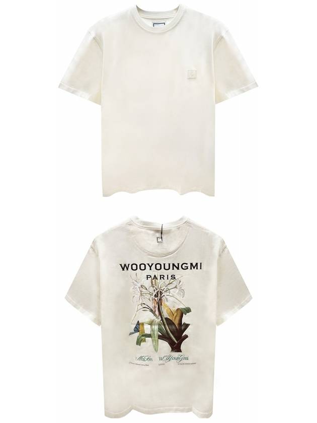 W231TS48702I Flower Printing Back Logo Round Short Sleeve T Shirt Ivory Men s TEO - WOOYOUNGMI - BALAAN 4