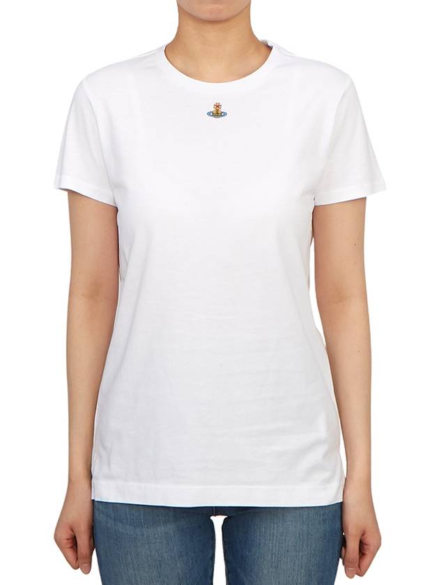 Embroided ORB Peru Short Sleeve T-Shirt White - VIVIENNE WESTWOOD - BALAAN 4