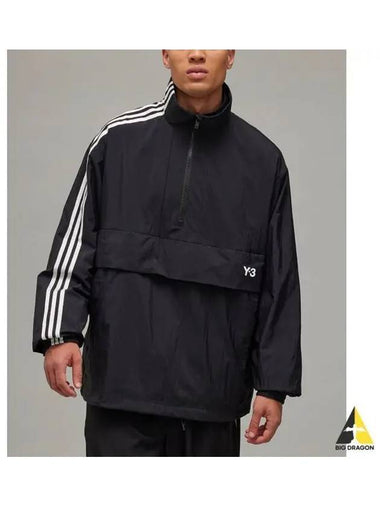 Y 3 M stripes nylon half zip up black 3S NYL HZ - Y-3 - BALAAN 1