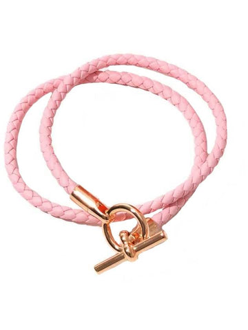 Glennan Double Tour Bracelet Sakura Pink - HERMES - BALAAN 1