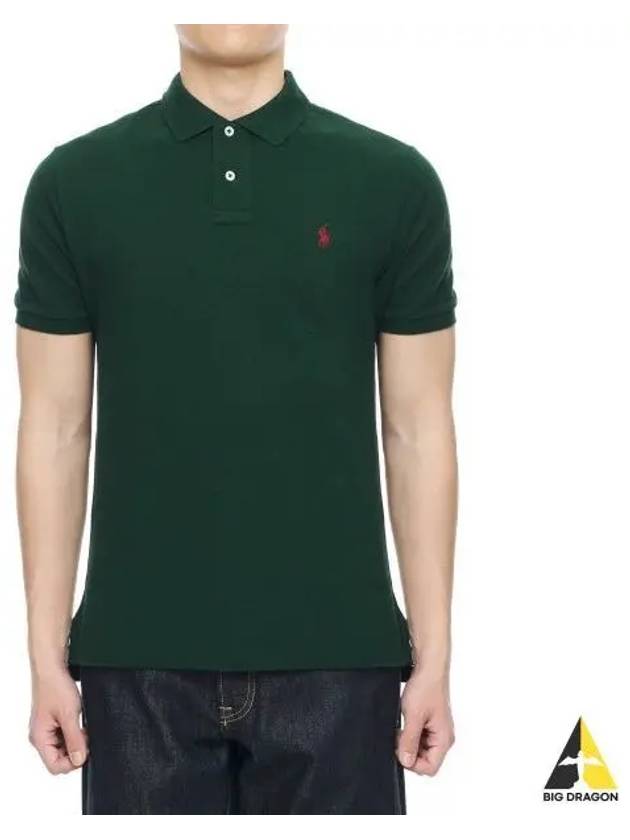 Custom Slim Fit Mesh Polo Shirt Green - POLO RALPH LAUREN - BALAAN 1