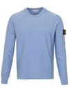 Men's Wappen Patch Crew Neck Wool Knit Top Blue - STONE ISLAND - BALAAN 4