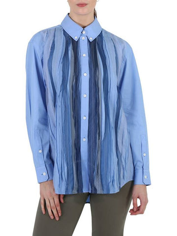 Burberry Ladies Vivid Cobalt Silk Pleated Shirt, Brand Size 6 (US Size 4) - BURBERRY - BALAAN 1