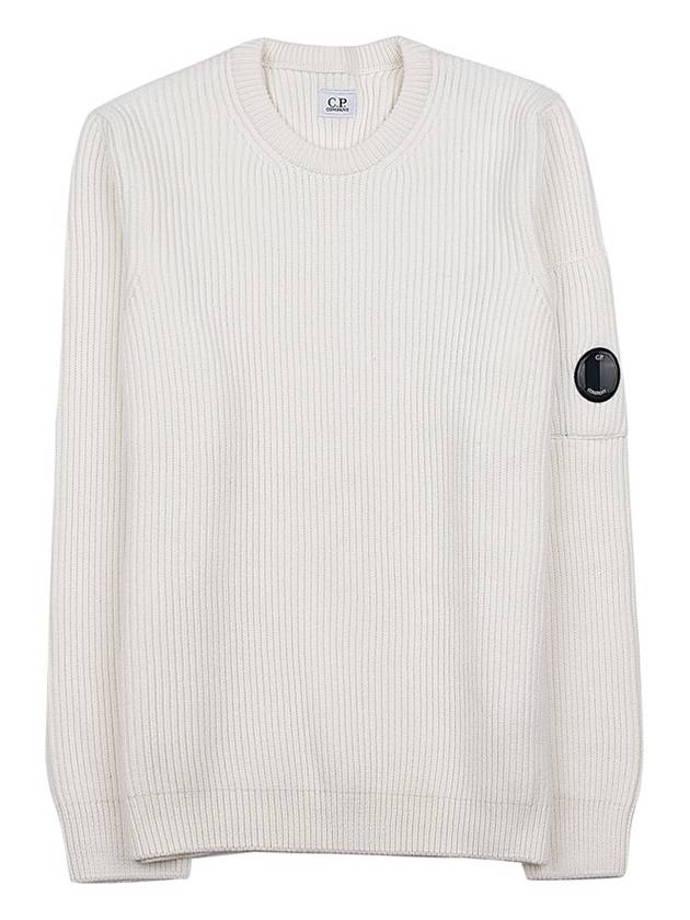 Men's Lens Detail Crew Neck Knit Top White - CP COMPANY - BALAAN 11