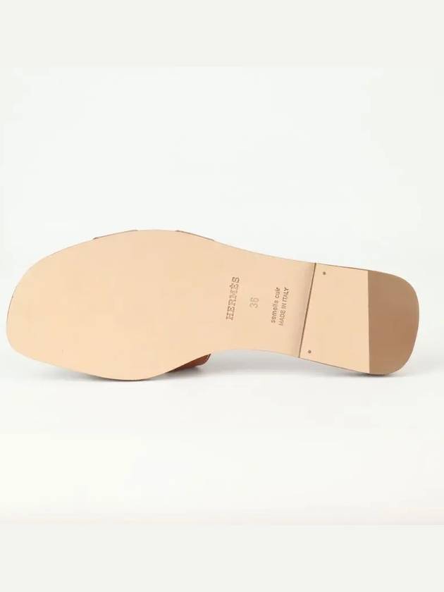 Oran Calfskin Slippers Gold Piqures Ecrues - HERMES - BALAAN 5