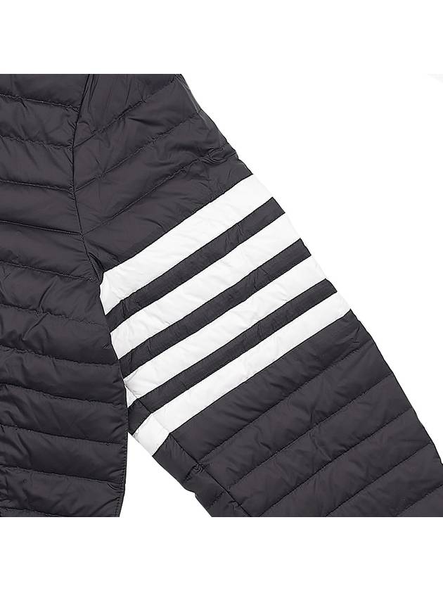 Matte Nylon 4-Bar Stripe Downfill Quilted Hoodie Padding Black - THOM BROWNE - BALAAN 6