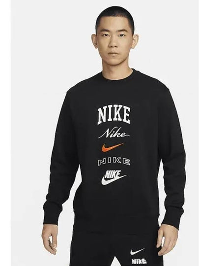 Club Fleece Crew Neck Sweatshirt Black - NIKE - BALAAN 2