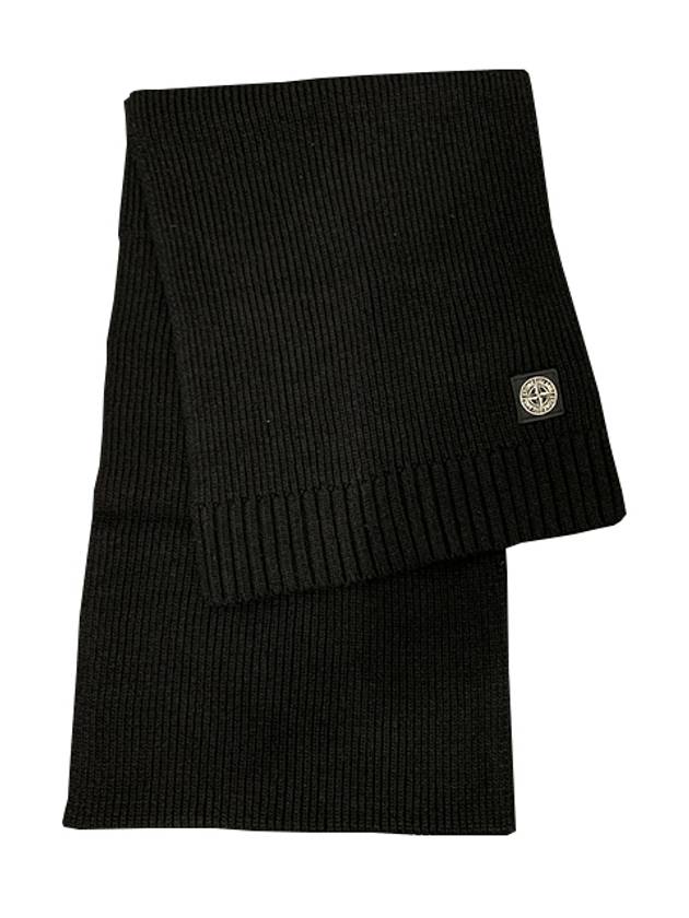 Kid Logo Patch Wool Cashmere Muffler Black - STONE ISLAND - BALAAN 2