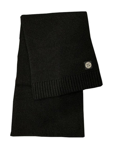 Kids Logo Patch Wool Cashmere Muffler Black 7916N02Z3 V0029 - STONE ISLAND - BALAAN 1