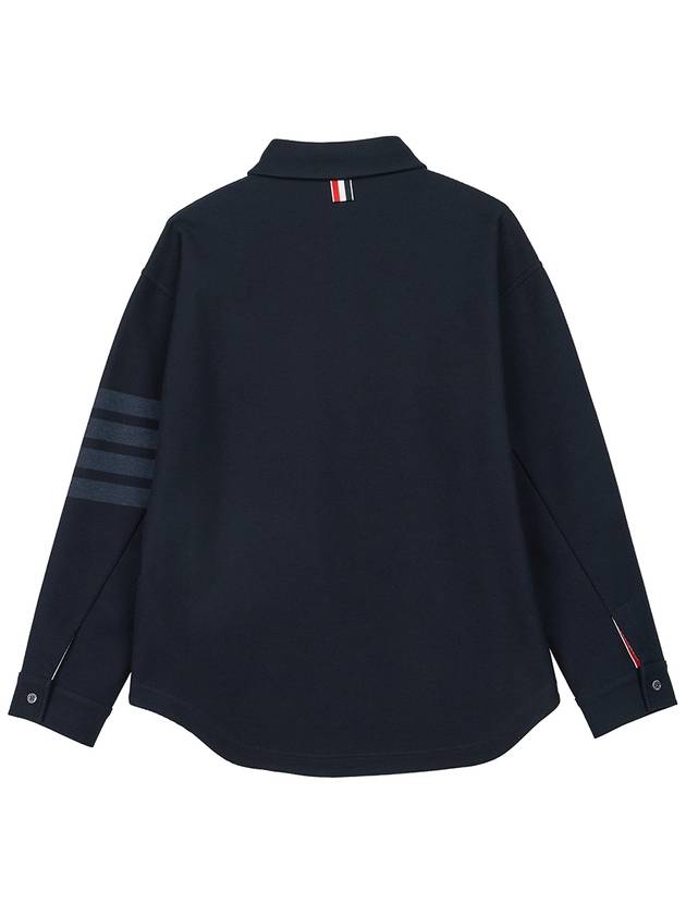 Double Face Tech Twill 4 Bar Oversized Shirt Navy - THOM BROWNE - BALAAN 3