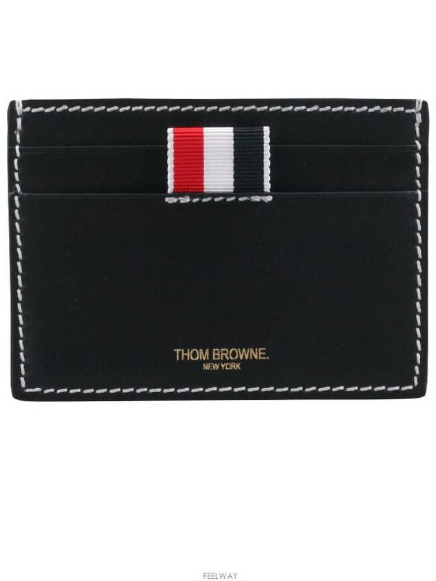 Stitched Vacchetta Card Wallet Navy - THOM BROWNE - BALAAN 2