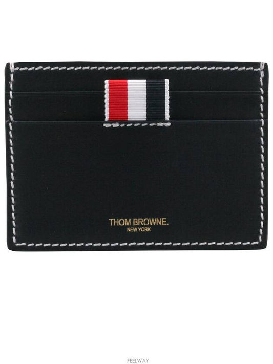 Stitched Vacchetta Card Wallet Navy - THOM BROWNE - BALAAN 2