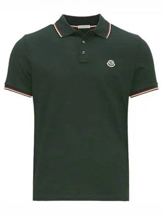 8A70300 84556 876 Chest patch three line neckline polo t shirt Jean green men s TJ 271606 - MONCLER - BALAAN 1