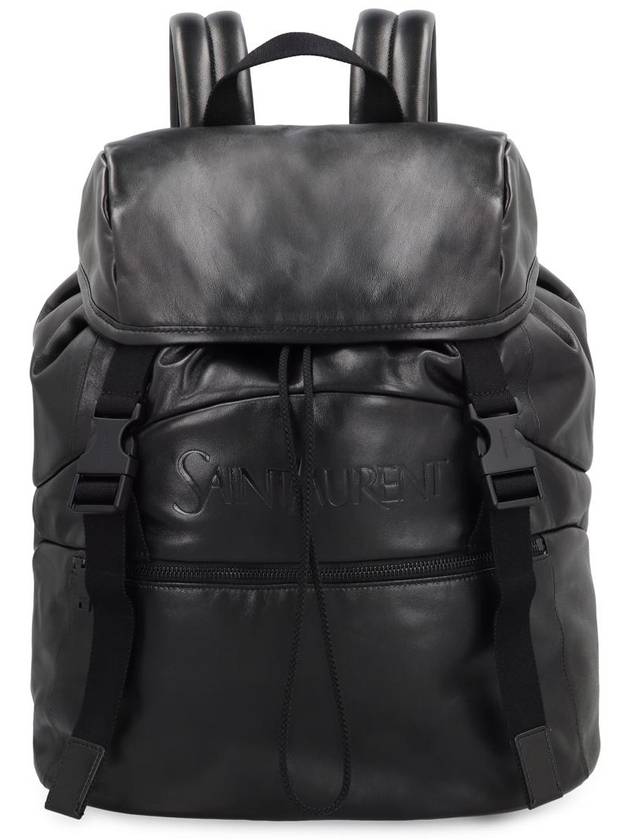 Grained Leather Backpack Black - SAINT LAURENT - BALAAN 2