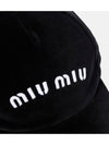 Embroidered Logo Velvet Ball Cap Black - MIU MIU - BALAAN 3