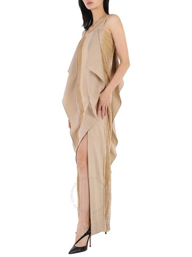 Burberry Panelled Wool Silk And Velvet Gown With Feather Detail, Brand Size 10 (US Size 8) - BURBERRY - BALAAN 3