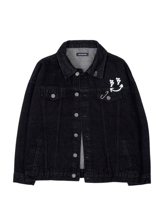 BBD Smile Logo Denim Jacket Black - BLACKBLOND - BALAAN 1