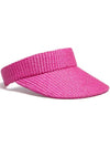 Embroidered Logo Touch Strap Raffia Visor Hat Pink - MARNI - BALAAN 1