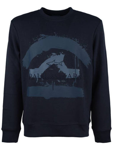 Paul & Shark Blue Cotton Blend Sweatshirt With Paul & Shark Print - PAUL & SHARK - BALAAN 1