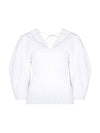 V-Neck Cotton Smock Blouse White - GANNI - BALAAN 1