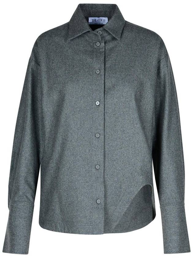 The Attico 'Eliza' Grey Wool Blend Shirt - THE ATTICO - BALAAN 1