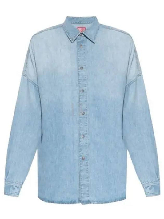 D Cama Logo Patch Denim Long Sleeve Shirt Light Blue - DIESEL - BALAAN 2