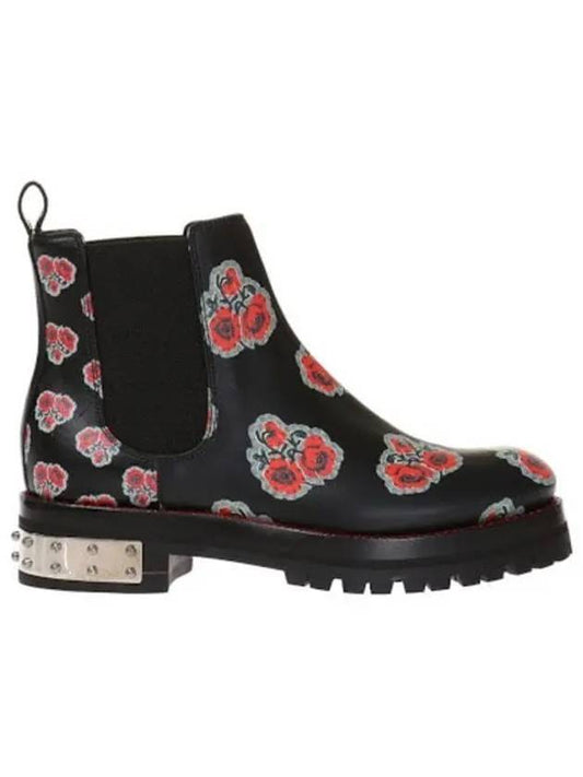 Flower Stud Chelsea Boots Black - ALEXANDER MCQUEEN - BALAAN.