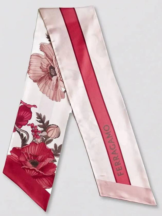 Poppies Print Silk Scarf Pink - SALVATORE FERRAGAMO - BALAAN 2