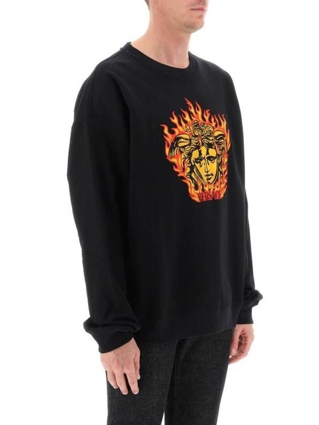 Medusa Flame Embroidery Logo Jersey Sweatshirt Black - VERSACE - BALAAN 3