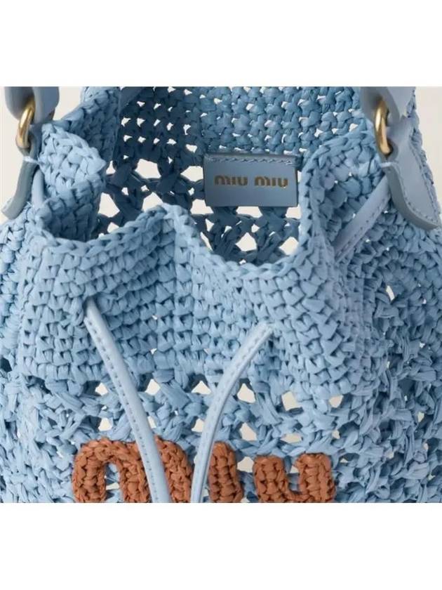 Woven Fabric Mini Bucket Bag Celeste - MIU MIU - BALAAN 4