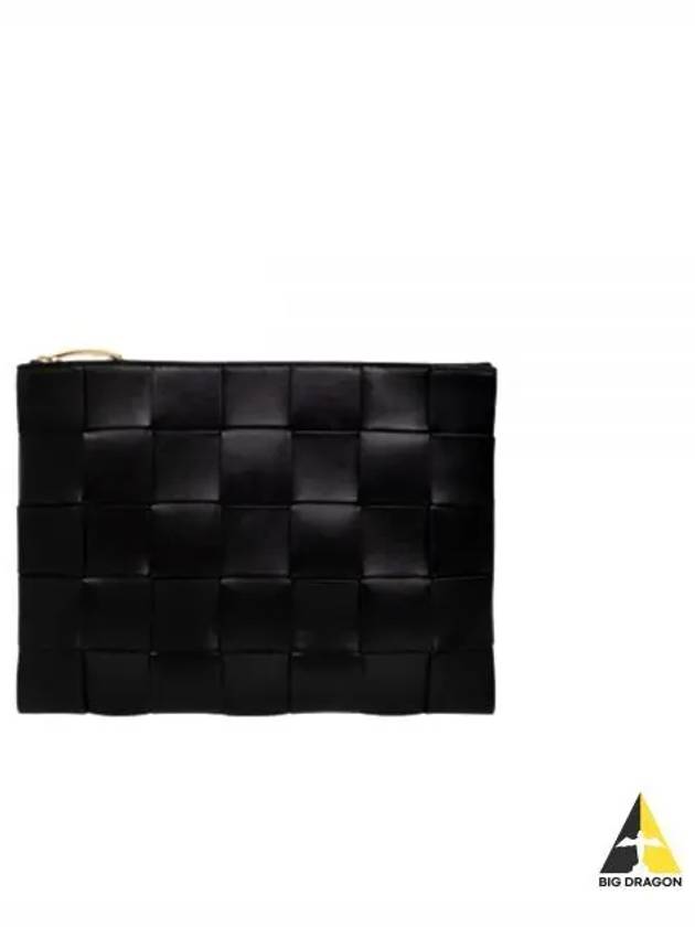 Cassette Intrecciato Medium Clutch Bag Black - BOTTEGA VENETA - BALAAN 2